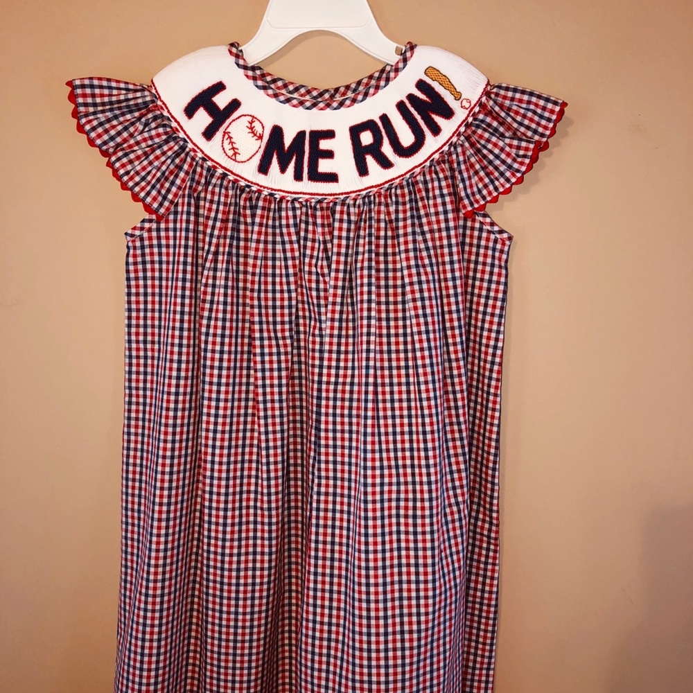 3T Baseball Homerun Smocked Dress